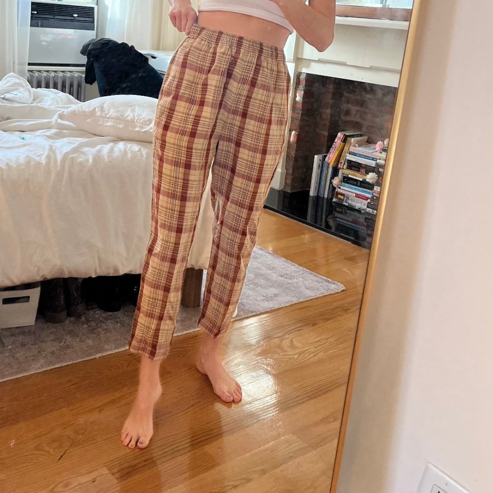 Brown Plaid Acne Cuffed Trousers